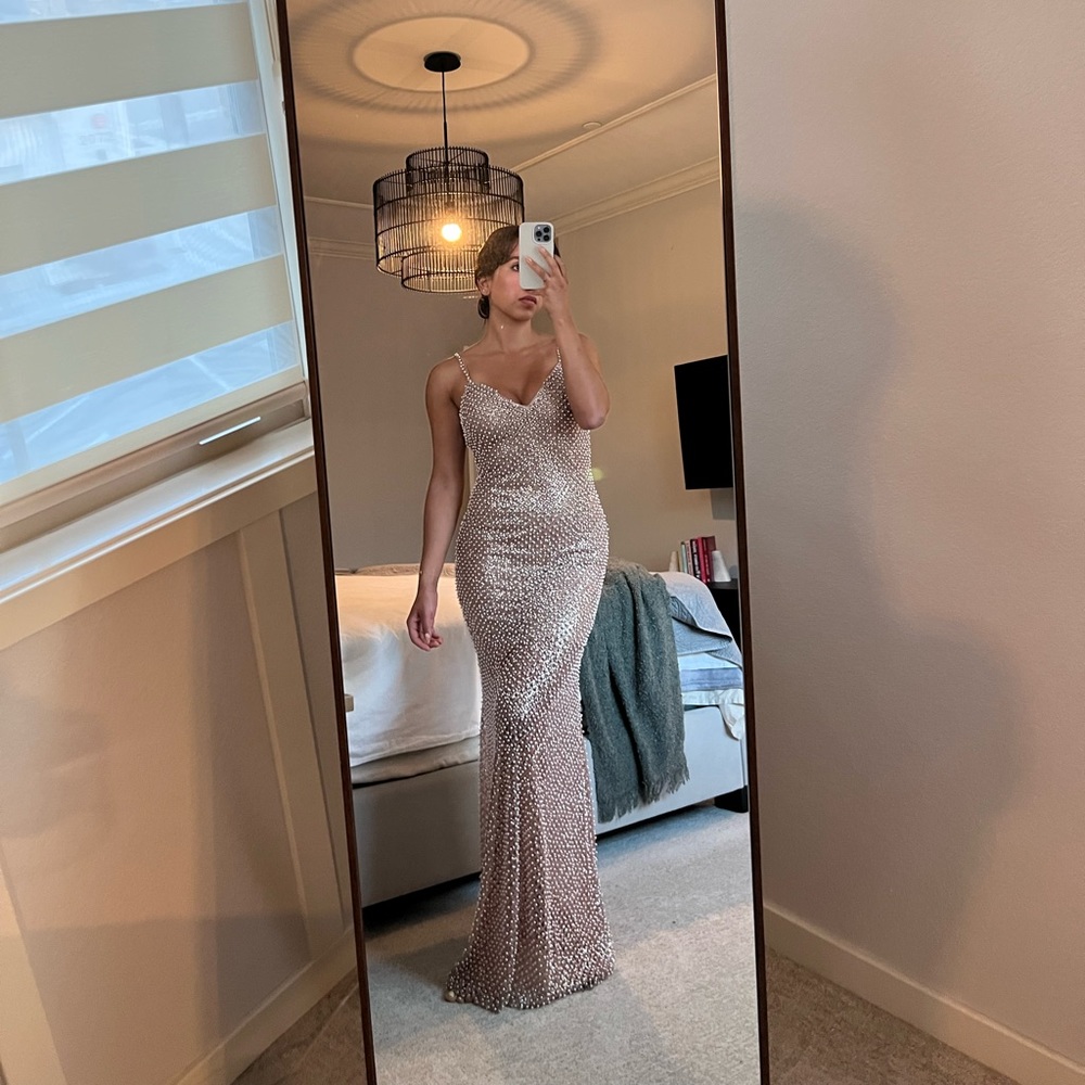 Elsa Nude gown- Alamour the label. Size SMALL